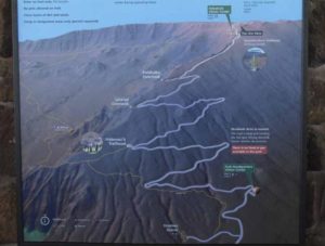 Topographic map showing a winding mountain hiking route with labeled waypoints including Lava Tower, Barranco, Karanga, Barafu, and Uhuru Peak.”