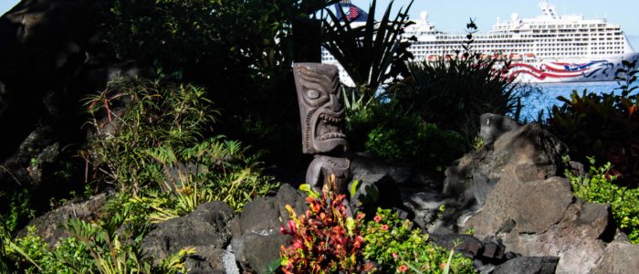 Tiki Grotto with Cruise ship