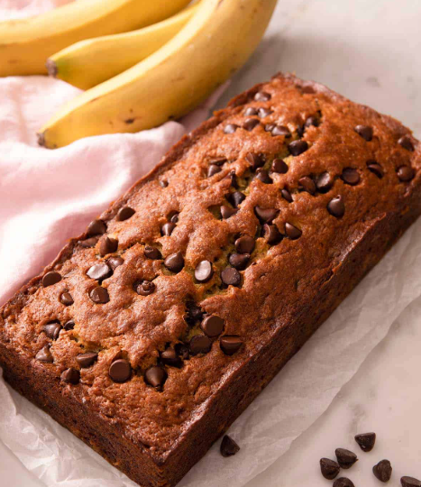 Warm, fragrant, the fresh baked indulgence of Chocolate chip banana bread