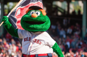 It's Wally the Boston Red Sox Mascot leading the cheers