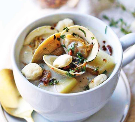 Clam laden New England Chowder with it's cream base sets the stage for this culinary debate