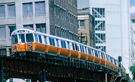 Getting around Boston- the elevated orange line of Bostons' MBTA