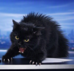 Balboa's official response to the vet: puffed fur, arched back, unsheathed claws, and a look that says 'absolutely not.'"