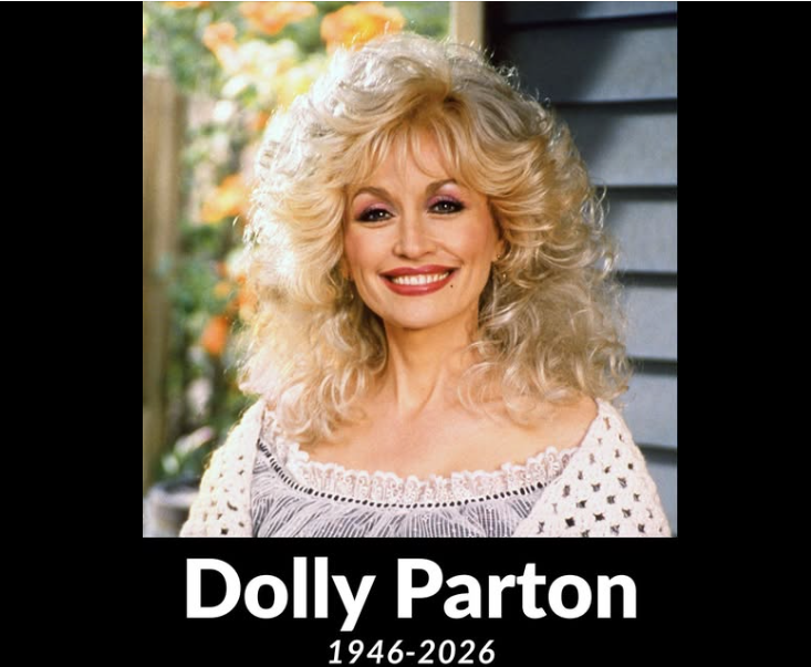Music icon Dolly Parton with her signature smile and blond hair