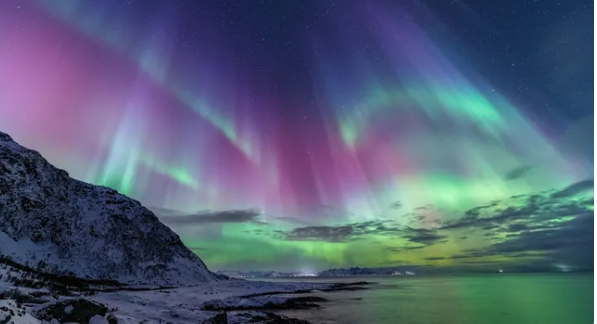Northern lights dancing in the night sky