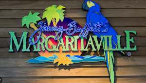 Colorful Margaritaville sign with Jimmy Buffet's name